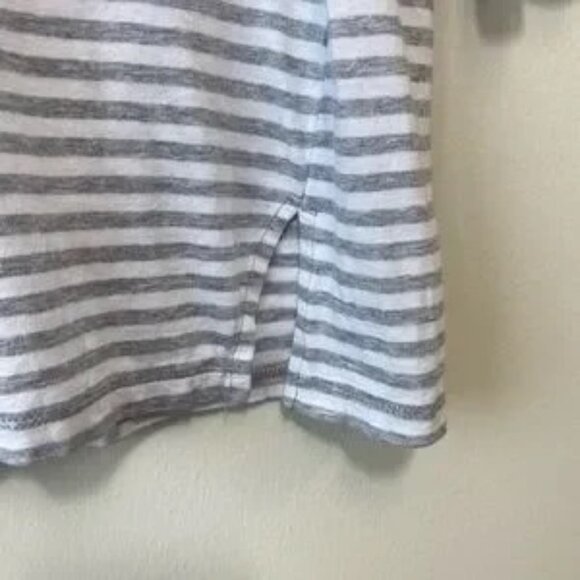 Michael Michael Kors Gray and White Striped Lace up 3/4 Sleeve Top - Picture 3 of 7